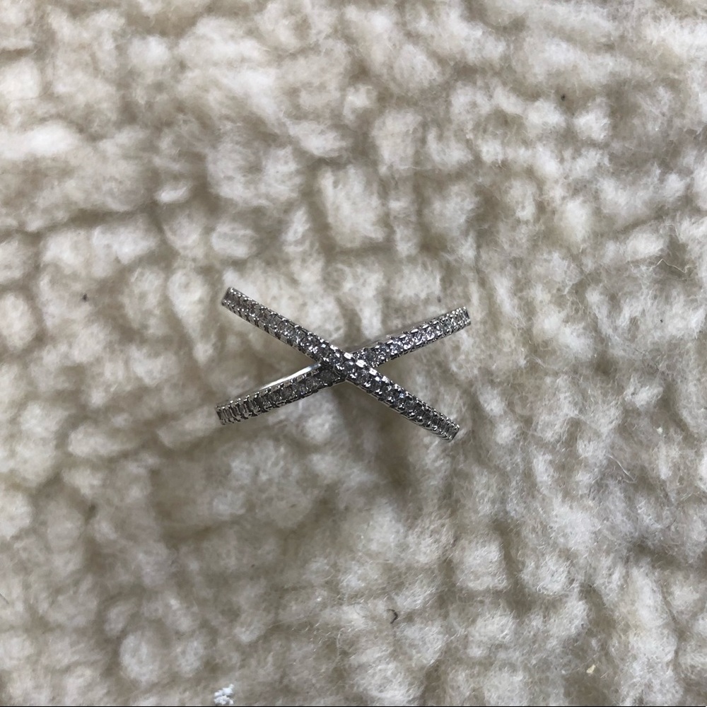 Silver Criss Cross X Infinity Loop Ring - image 4